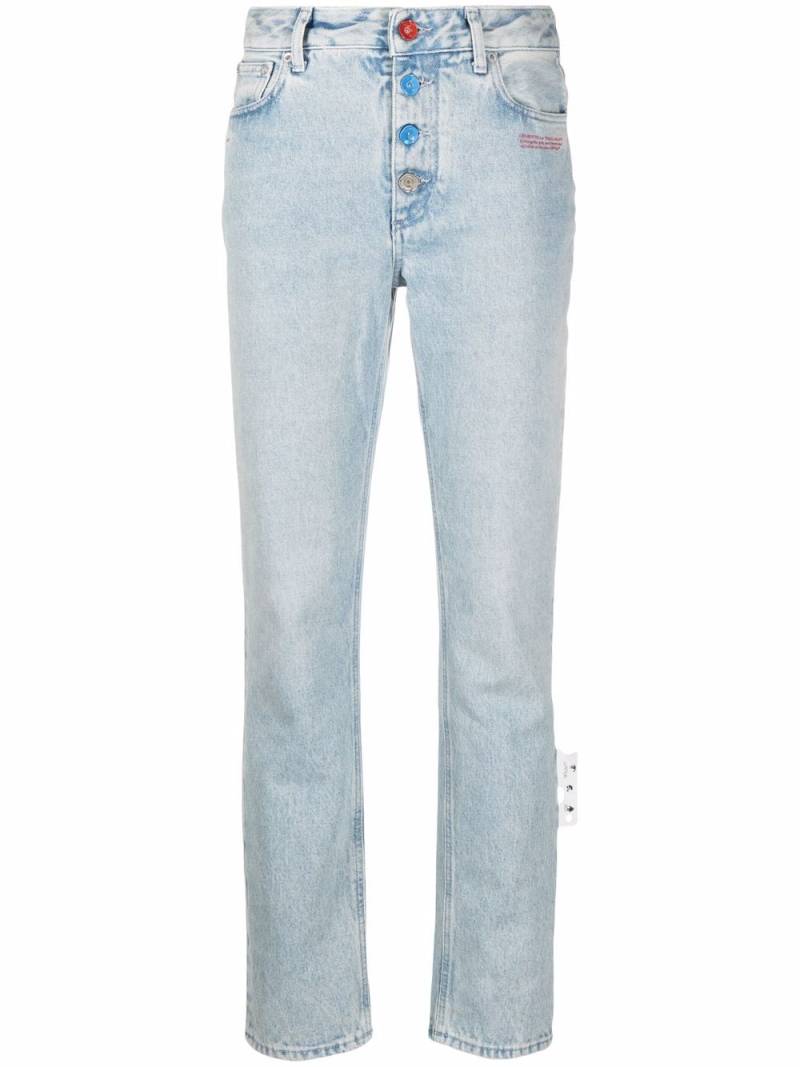 Off-White slogan-print straight high-rise jeans - Blue von Off-White