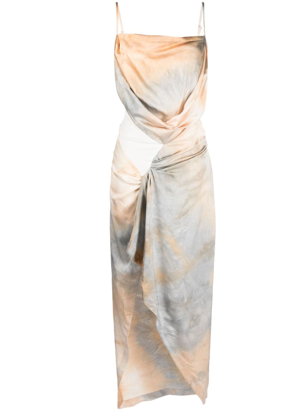 Off-White tie-dye draped slip dress - Brown von Off-White