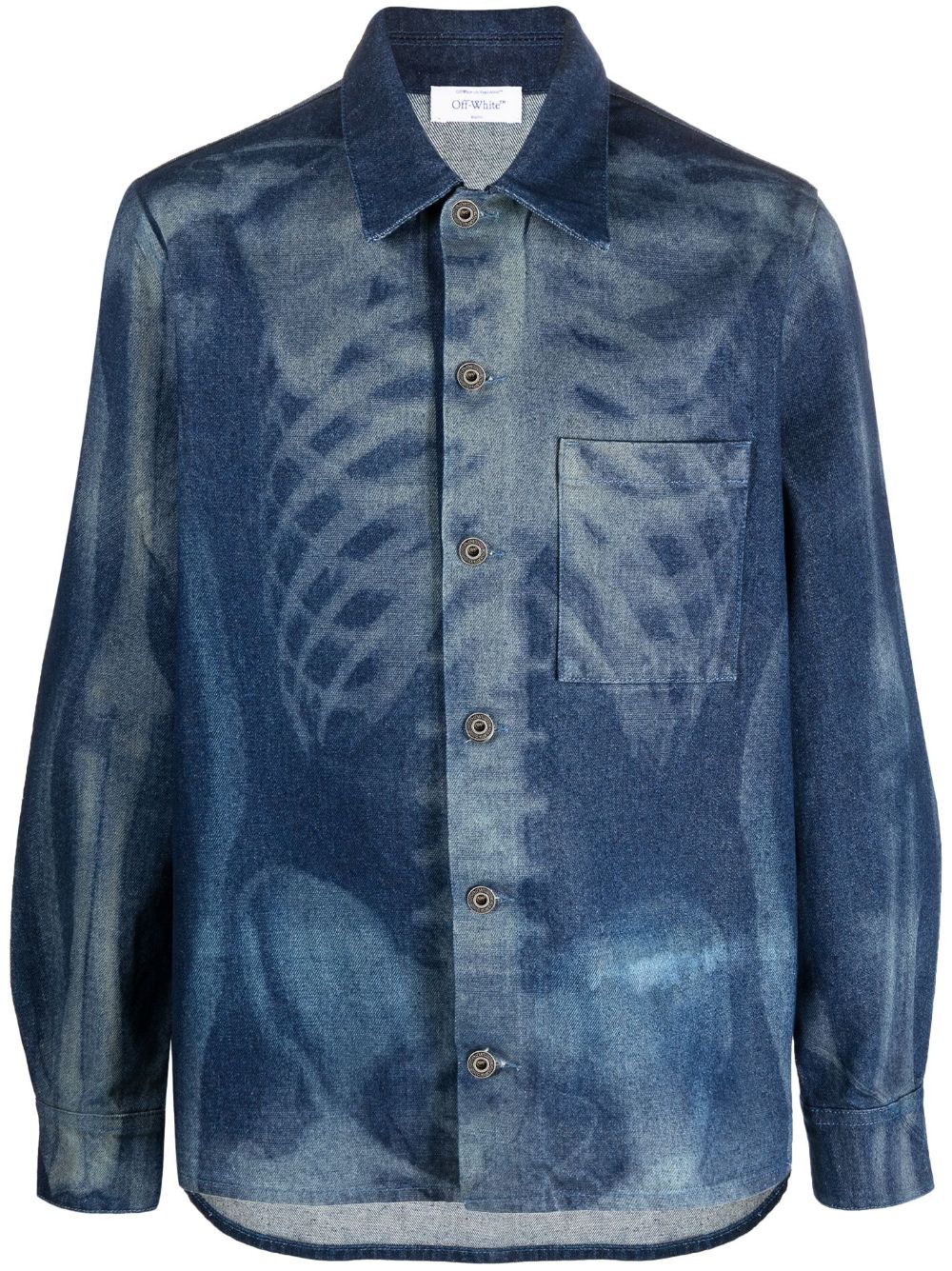 Off-White trompe-l'œil-print denim shirt - Blue von Off-White