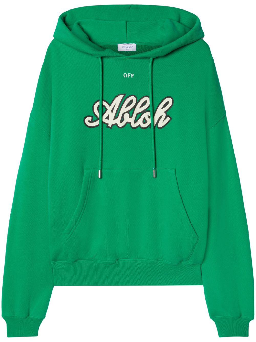 Off-White varsity-print cotton hoodie - Green von Off-White