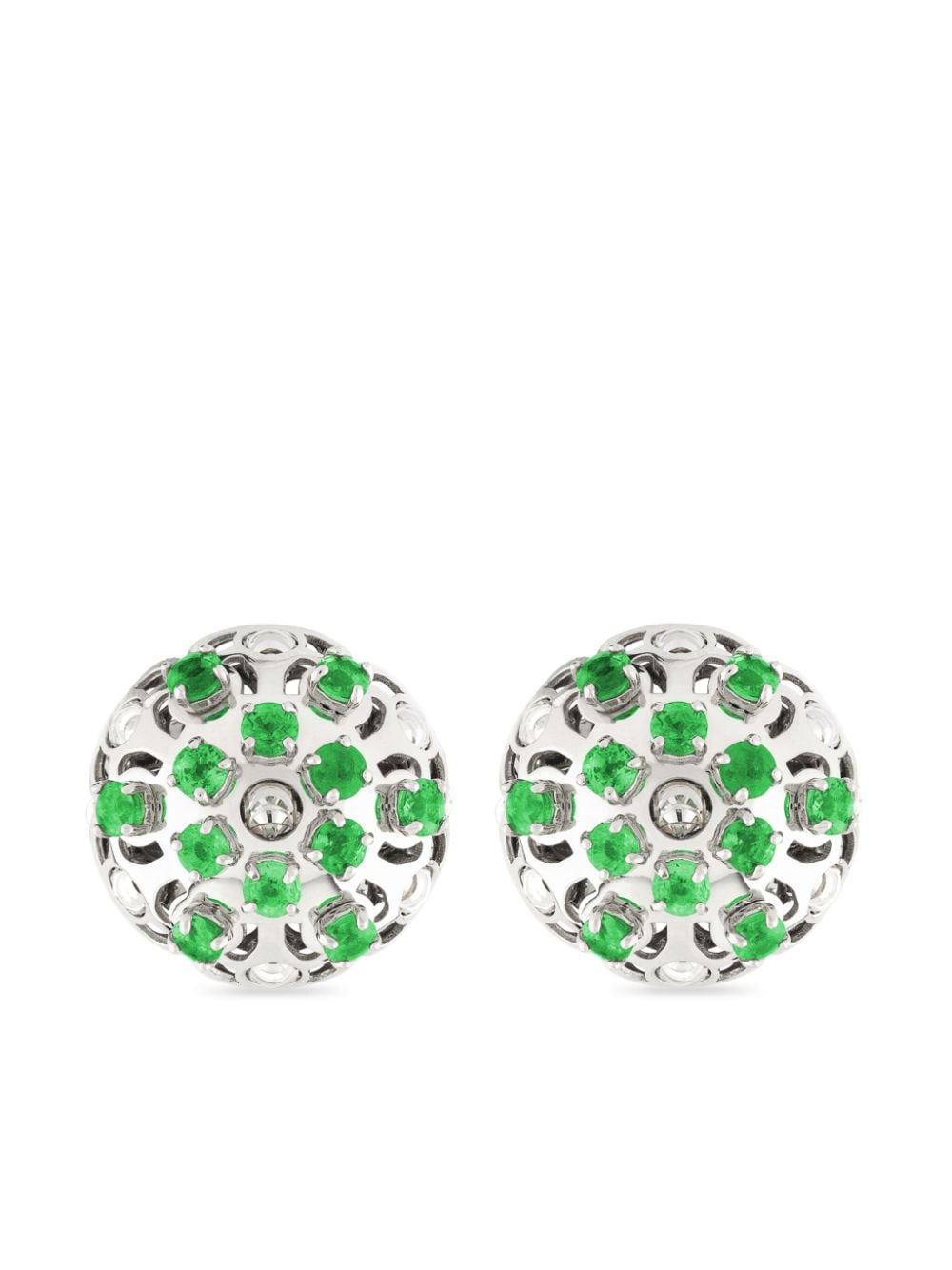 Officina Bernardi 18kt white gold Damasco emerald stud earrings - Silver von Officina Bernardi