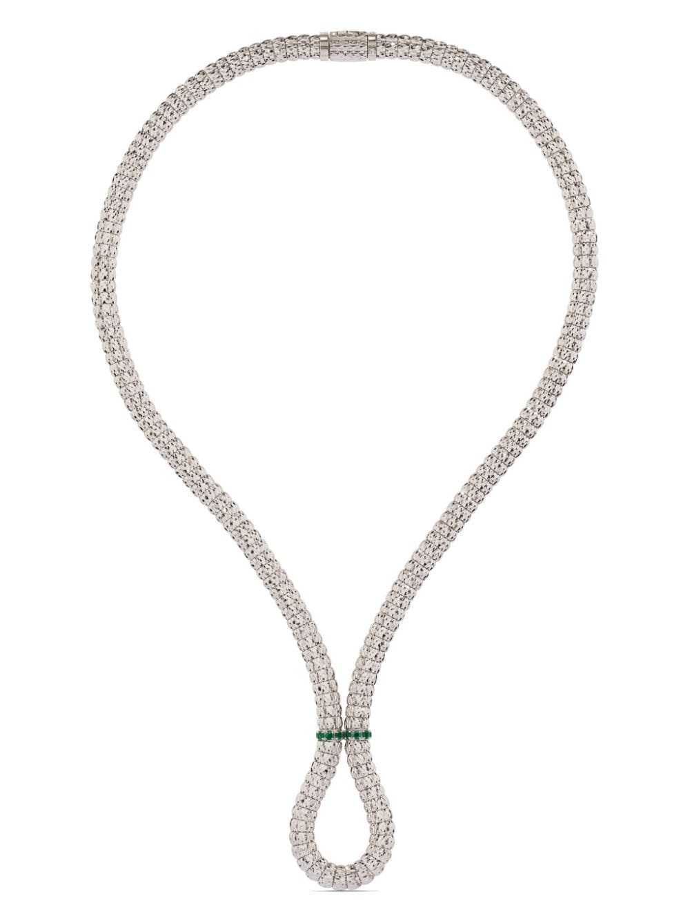 Officina Bernardi 18kt white gold Enigma X emerald and diamond necklace - Silver von Officina Bernardi