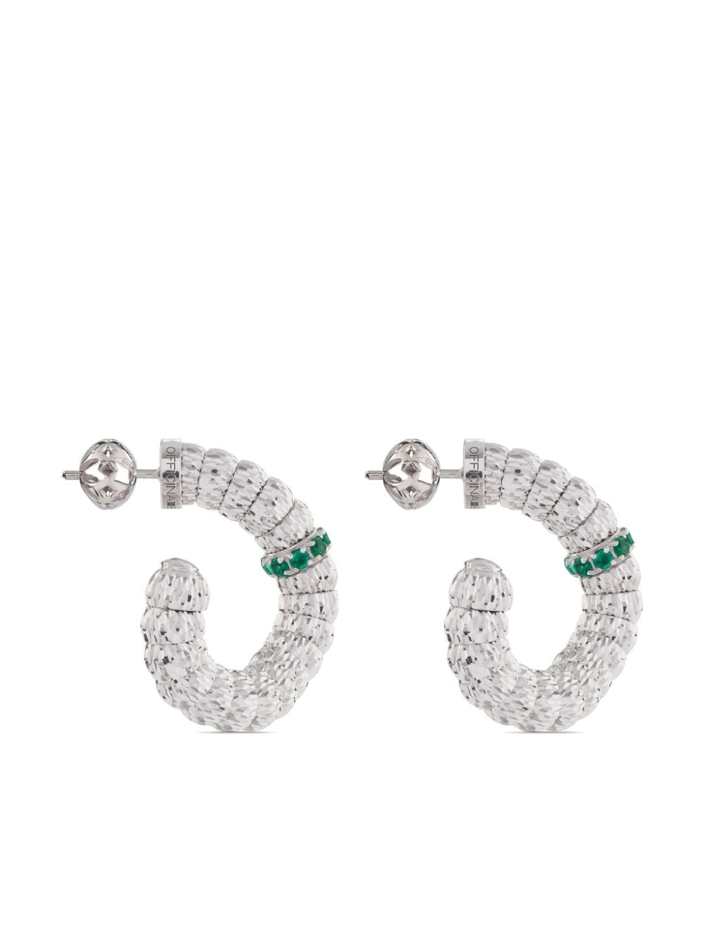 Officina Bernardi 18kt white gold Enigma emerald hoop earrings - Silver von Officina Bernardi