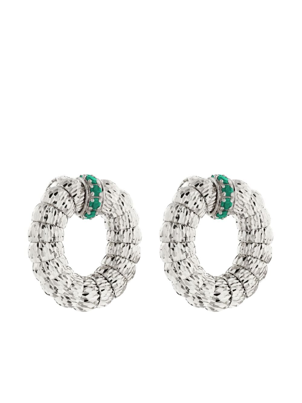 Officina Bernardi 18kt white gold Enigma emerald hoop earrings - Silver von Officina Bernardi