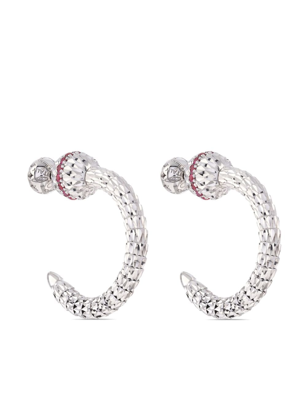 Officina Bernardi 18kt white gold Ophidia ruby hoop earrings - Silver von Officina Bernardi