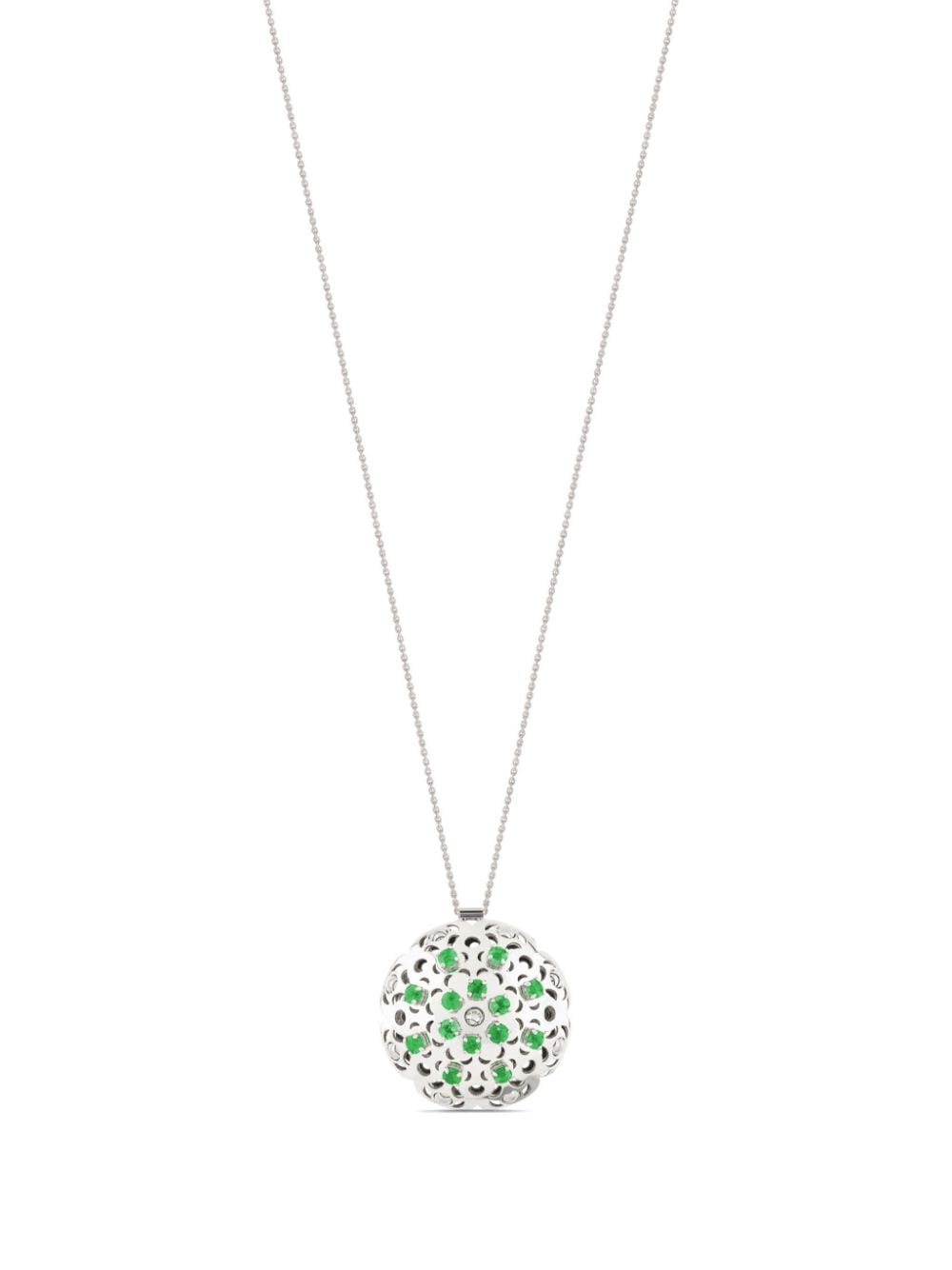 Officina Bernardi 18kt white gold large Damasco emerald necklace - Silver von Officina Bernardi