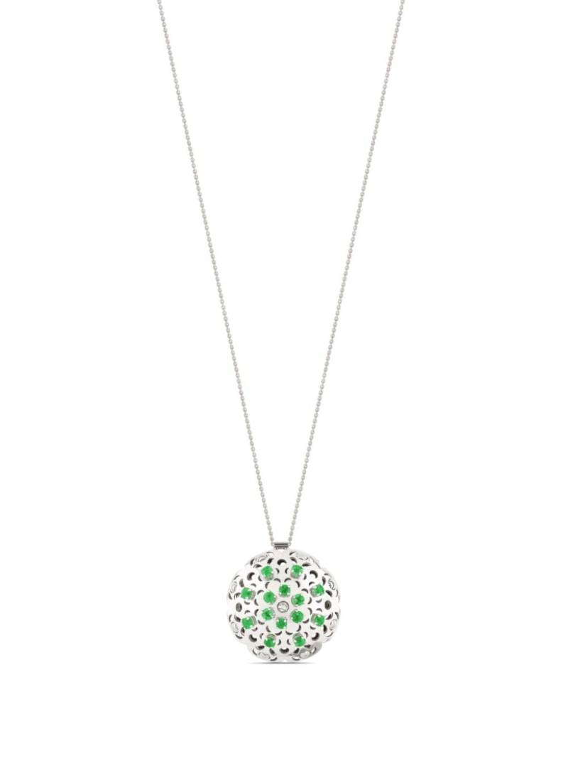 Officina Bernardi 18kt white gold large Damasco emerald necklace - Silver von Officina Bernardi