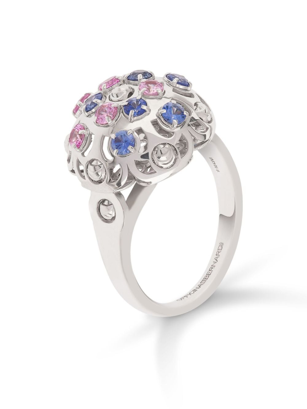 Officina Bernardi 18kt white gold small Damasco sapphire ring - Silver von Officina Bernardi