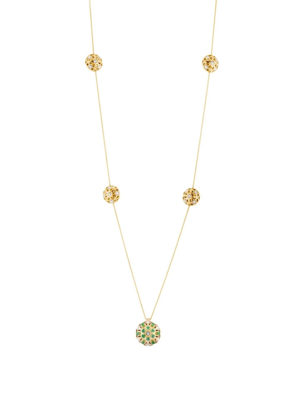 Officina Bernardi 18kt yellow gold Damasco Station emerald necklace von Officina Bernardi