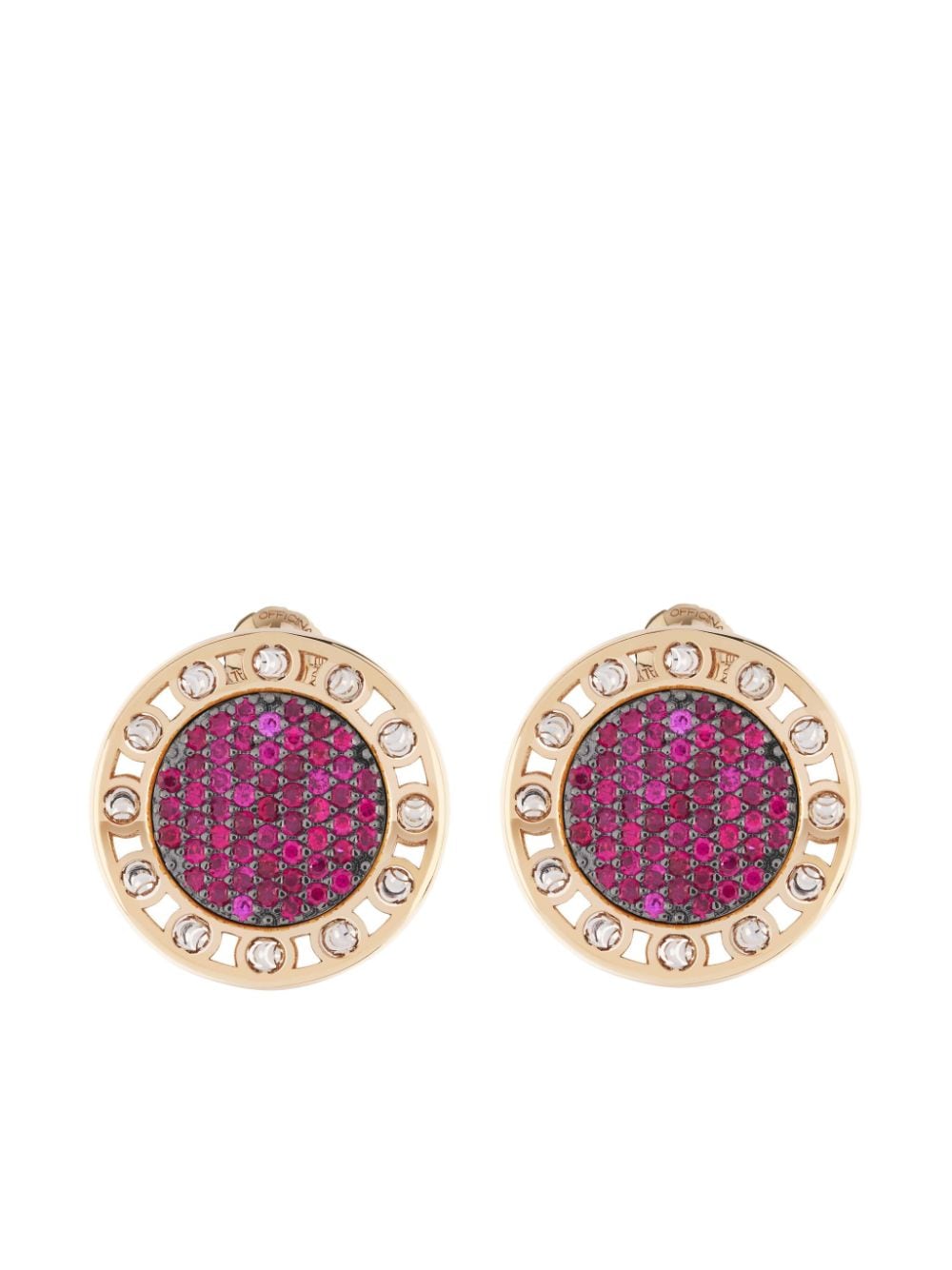 Officina Bernardi 18kt yellow gold large SenzaTempo ruby and diamond earrings von Officina Bernardi