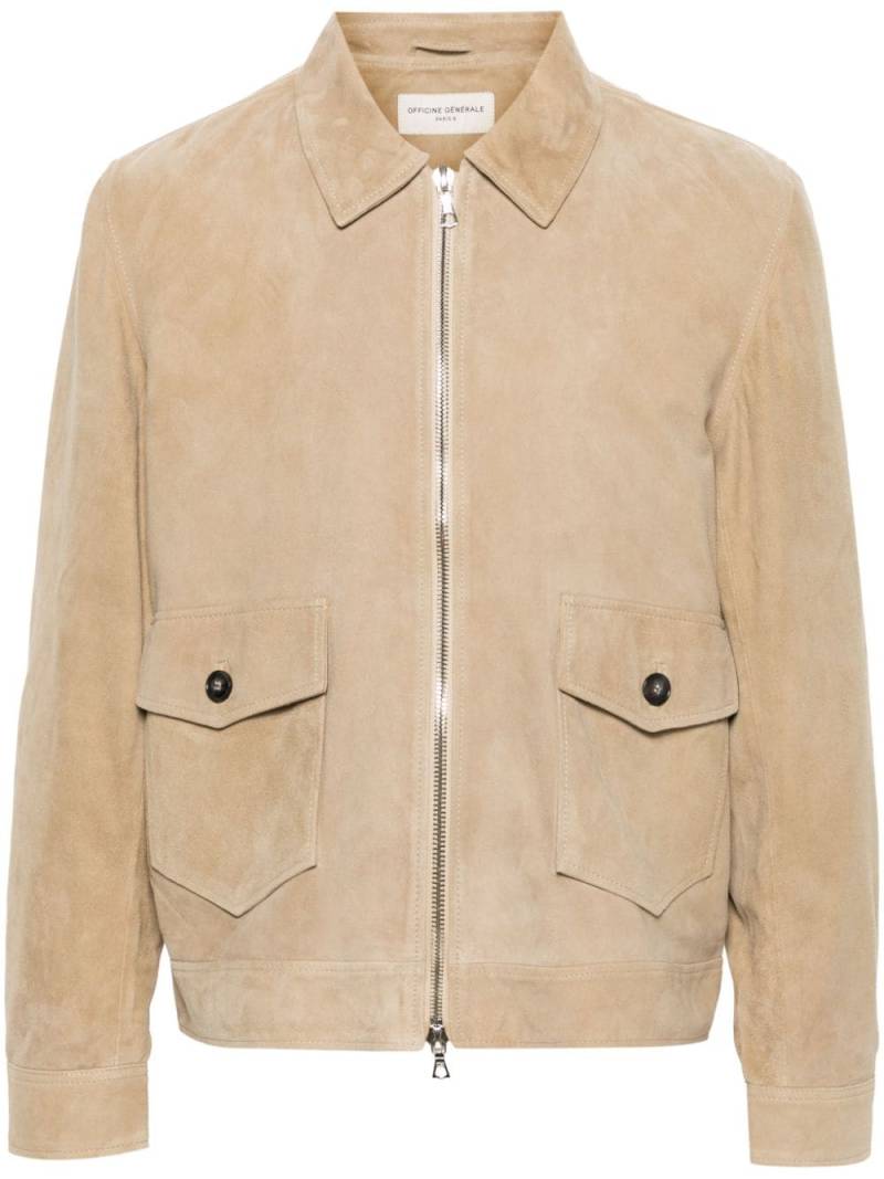 Officine Generale Victor suede jacket - Neutrals von Officine Generale