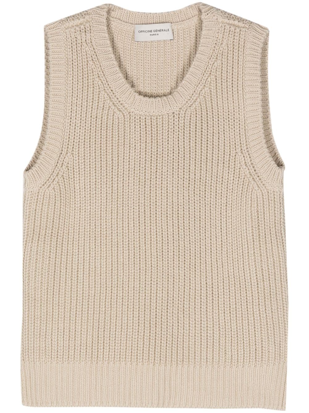 Officine Generale crew-neck cotton vest - Neutrals von Officine Generale