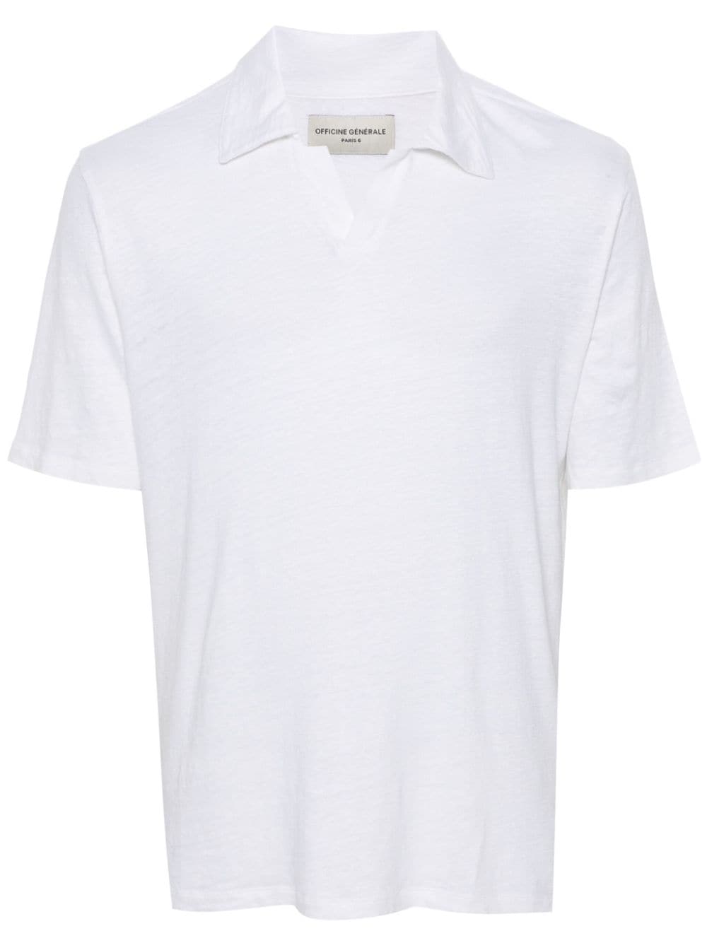 Officine Generale slub linen polo shirt - White von Officine Generale