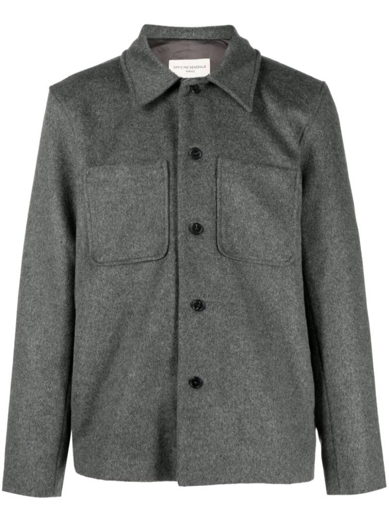 Officine Generale spread-collar virgin wool blend shirt jacket - Grey von Officine Generale