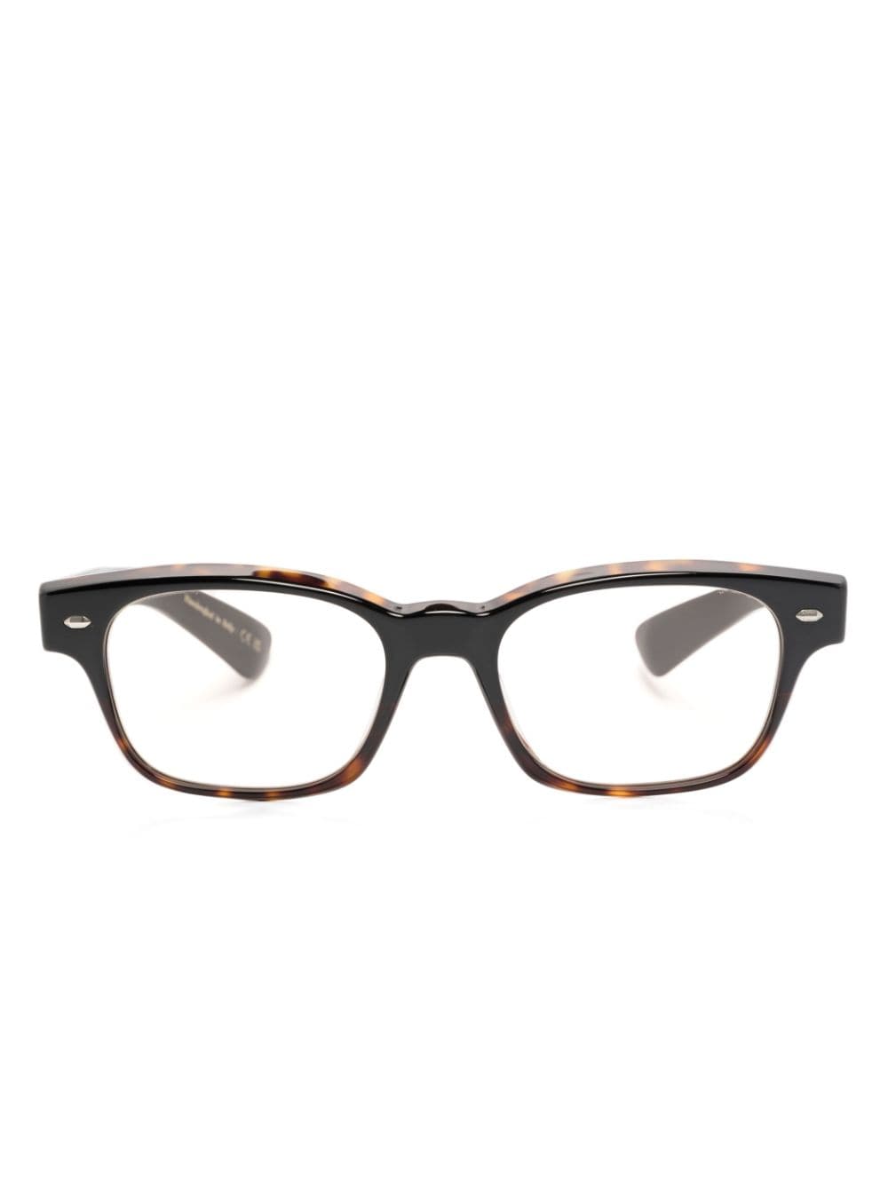 Oliver Peoples tortoiseshell-effect rectangle-frame glasses - Black von Oliver Peoples