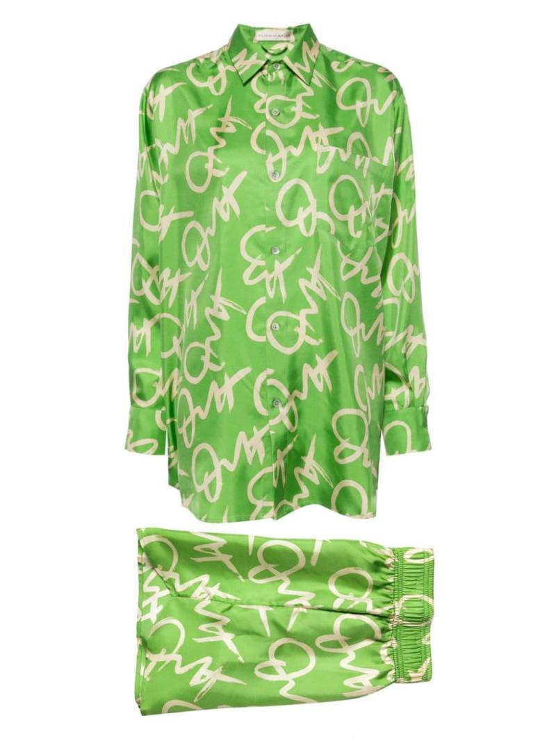 Olivia von Halle Kick silk pajama set - Green von Olivia von Halle