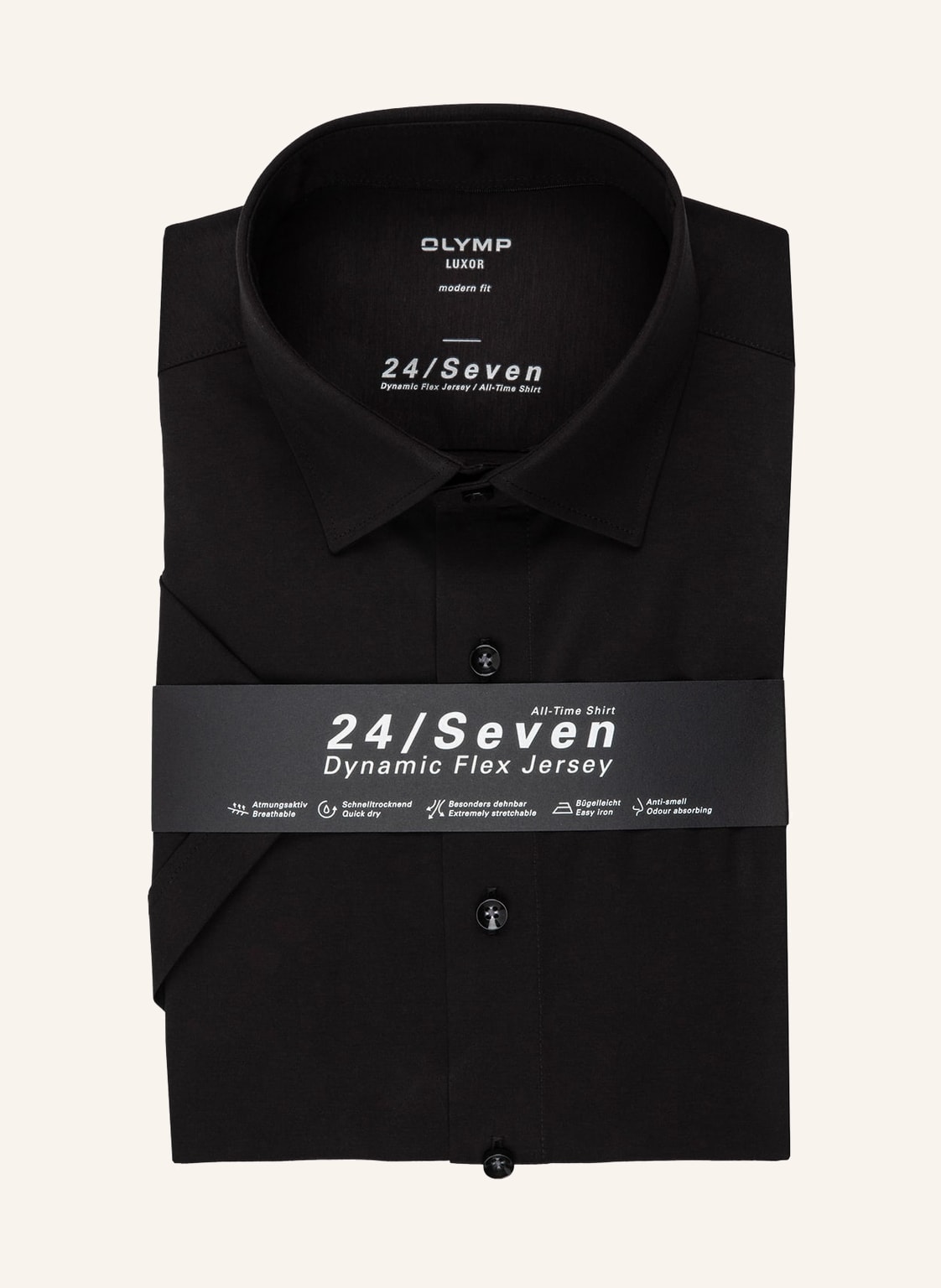 Olymp Kurzarm-Hemd Luxor 24/Seven Modern Fit schwarz von Olymp