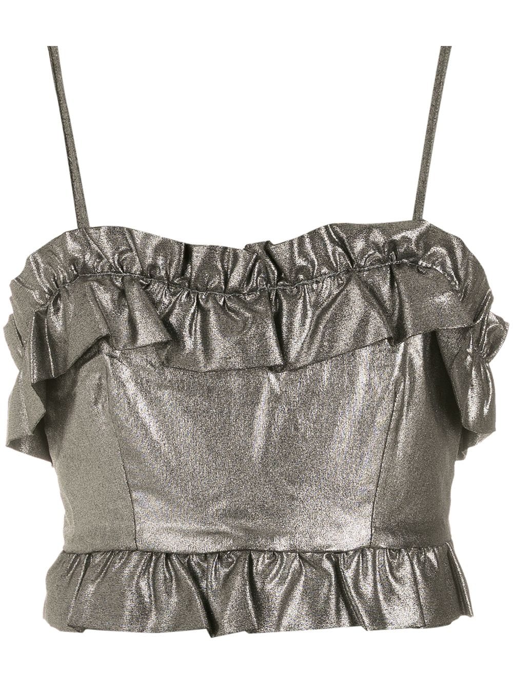 Olympiah ruffle-trim foil top - Metallic von Olympiah