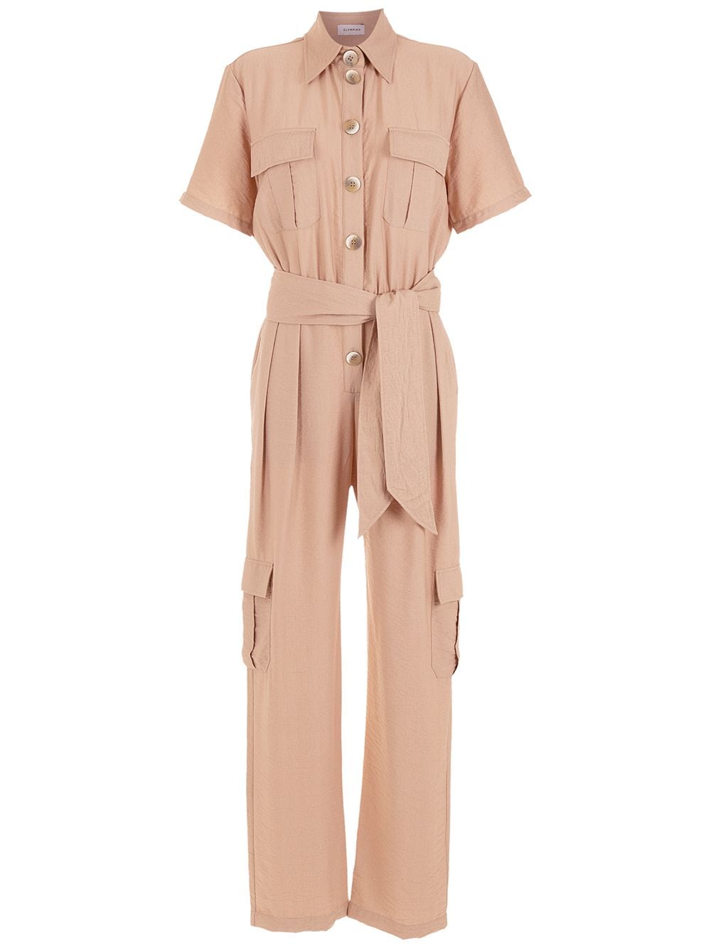 Olympiah short-sleeve buttoned jumpsuit - Neutrals von Olympiah