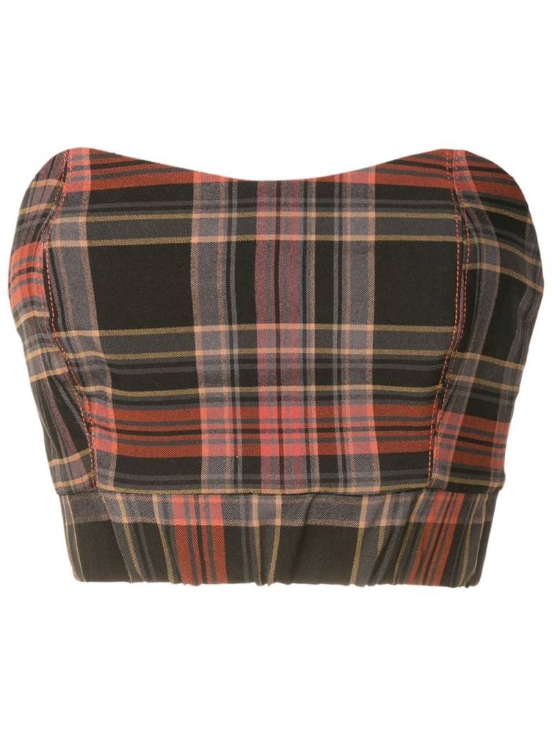 Olympiah tartan-check strapless crop top - Black von Olympiah