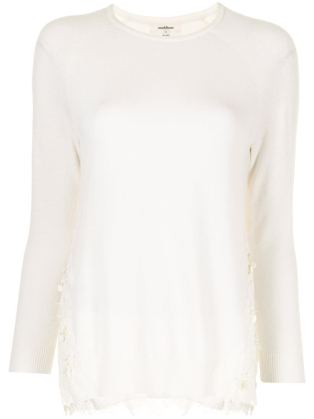 Onefifteen floral lace-detail wool-blend top - White von Onefifteen
