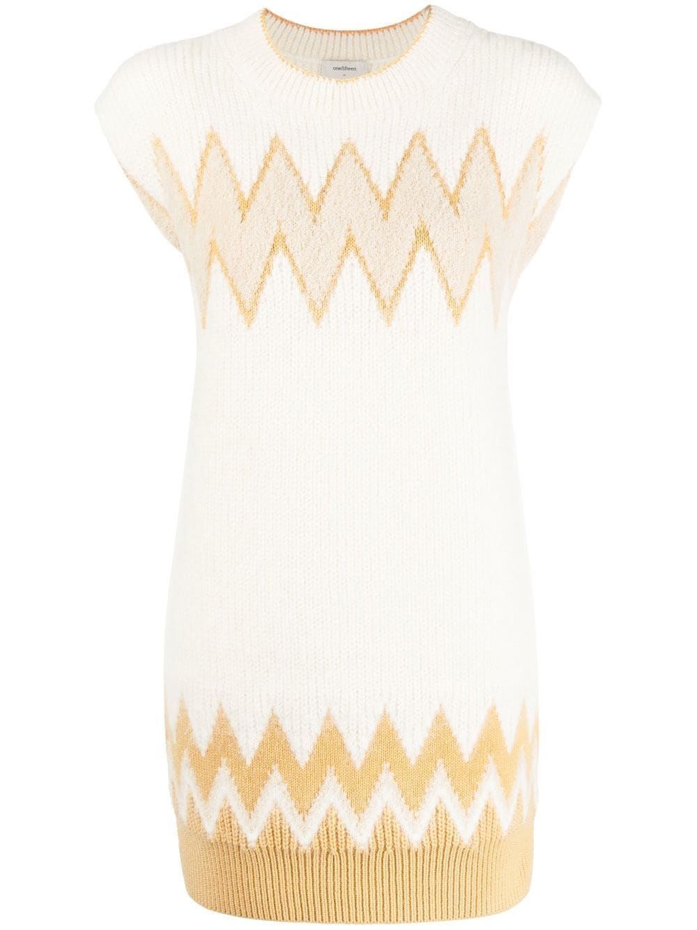 Onefifteen zigzag embroidered mini dress - White von Onefifteen