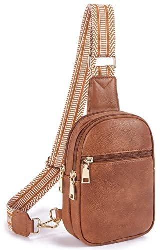 Bauchtasche Brusttasche, Crossbody Bag Kunstleder Umhängetasche Klein Schultertasche Damen Braun von Only-bags.store