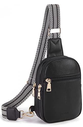 Bauchtasche Brusttasche, Crossbody Bag Kunstleder Umhängetasche Klein Schultertasche Damen Schwarz von Only-bags.store