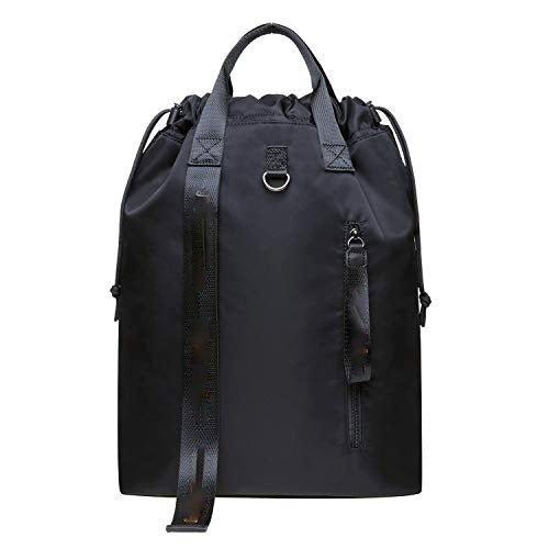 Canvas Kordelzug Turnbeutel Mit Innentasche Sack Schulranzen Sportrucksack Herren Schwarz ONE SIZE von Only-bags.store