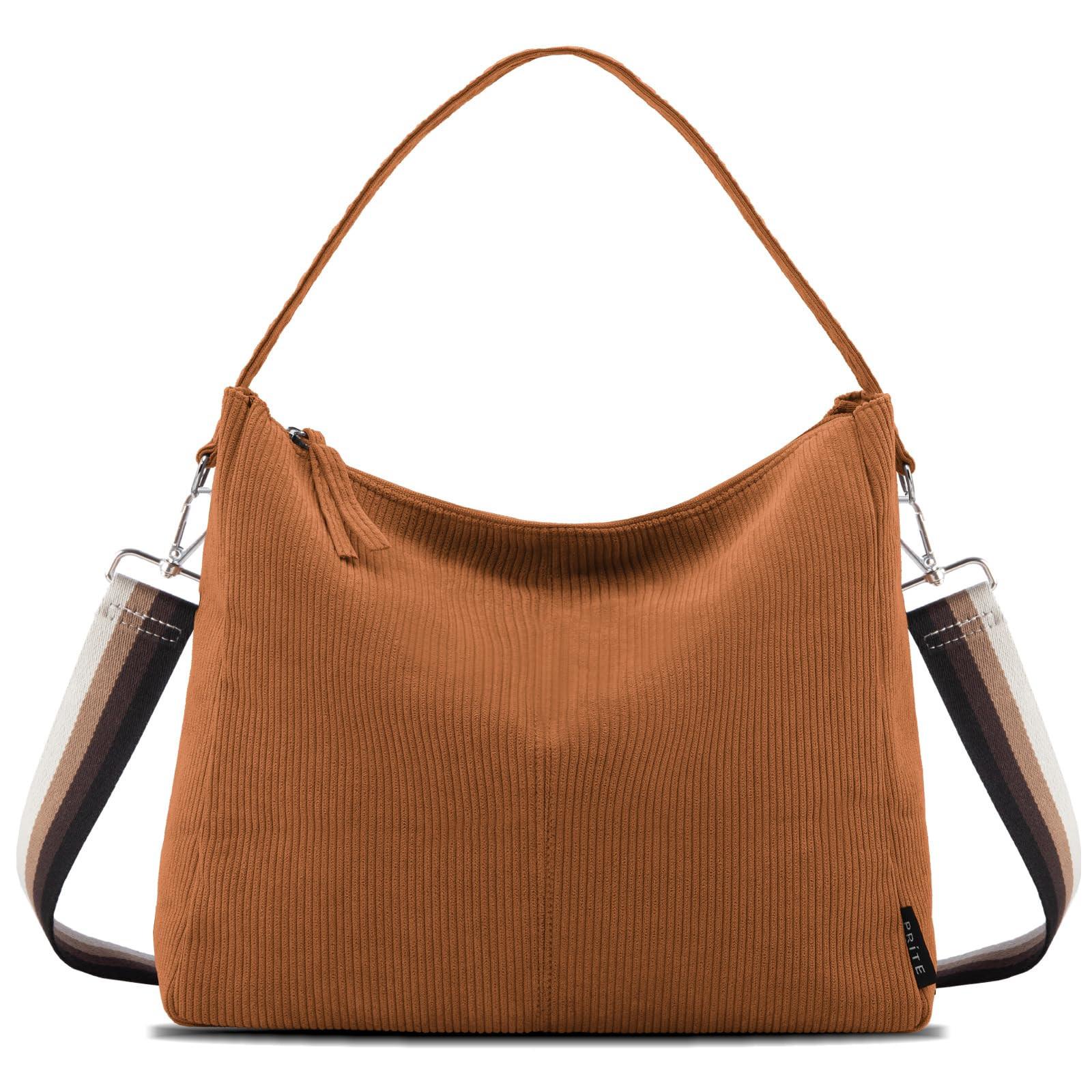 Cord Tasche Umhängetasche Mit Reißverschluss, Groß Shopper Tasche Tote Bag Handtasche Damen Braun ONE SIZE von Only-bags.store