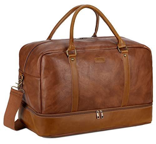 Große Leder Reisetasche Handgepäck Travel Duffel Carry On Bag Weekender Tasche Mit Schuhfach Unisex Braun ONE SIZE von Only-bags.store