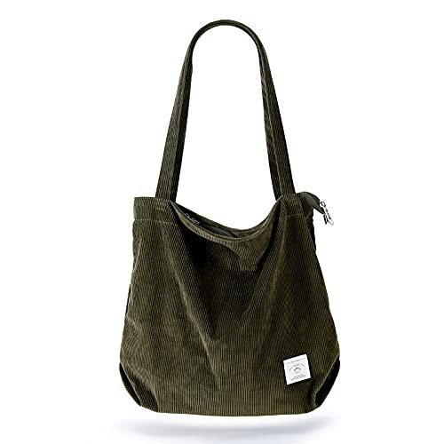 Kordel Tasche Umhängetasche Mit Reißverschluss, Große Shopper Tasche Tragetasche Handtasche Damen Grau ONE SIZE von Only-bags.store
