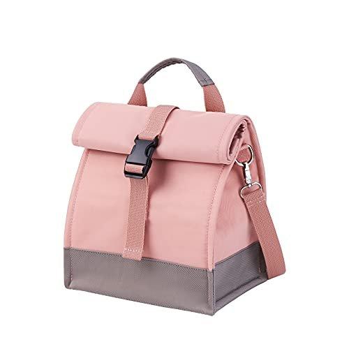 Kühltasche Kleine Große Lunch Bag 10l Roll Top Picknick Tasche Erweiterbar Lunch Bag Für Arbeit, Schule, Picknick, Outing Lebensmittel Transport, Rosa Herren Multicolor ONE SIZE von Only-bags.store