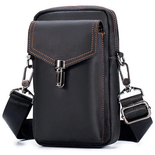 Leder Vintage Gürteltasche Hüfttasche Kleine Umhängetasche Umhängetasche Retro-stil Herren Braun von Only-bags.store