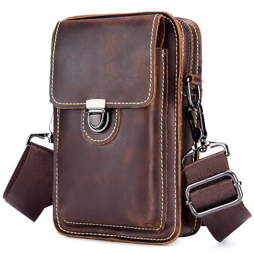 Leder Vintage Gürteltasche Hüfttasche Kleine Umhängetasche Umhängetasche Retro-stil Herren Braun von Only-bags.store