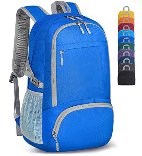 Leichter Faltbarer Rucksack - Packbare Rucksäcke, Kleine Faltbare Rucksäcke Wanderrucksack Wasserdicht Unisex Blau ONE SIZE von Only-bags.store
