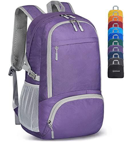 Leichter Faltbarer Rucksack-packbare Rucksäcke, Kleine Faltbare Rucksäcke Wanderrucksack Wasserdicht Unisex Violett ONE SIZE von Only-bags.store