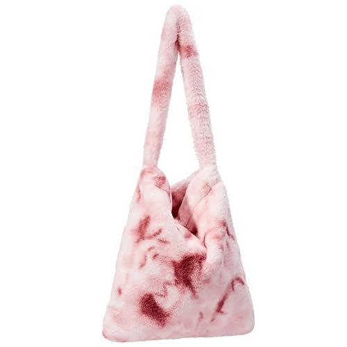 Plüschhandtasche Mit Reißverschluss Süße Flauschige Umhängetasche Umhängetasche, Rosa Damen Pink ONE SIZE von Only-bags.store