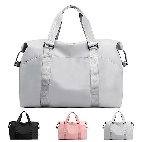 Sporttasche Mit Nassfach, Freizeithandtasche Faltbar, Turnbeutel, Einkaufstasche, Reisetasche Für Kurztrips Damen Grau ONE SIZE von Only-bags.store