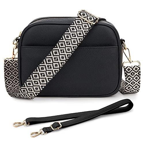 Umhängetasche, Stilvolle Vegan Leder Breiten Riemen Crossbody Umhängetasche Mit 2 Verstellbaren Herren Schwarz von Only-bags.store