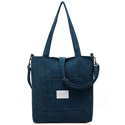 Umhängetasche - Cord Umhängetasche Handtasche, Shopper Henkeltasche Für Büro Schule Einkaufen Reisen Damen Blau ONE SIZE von Only-bags.store