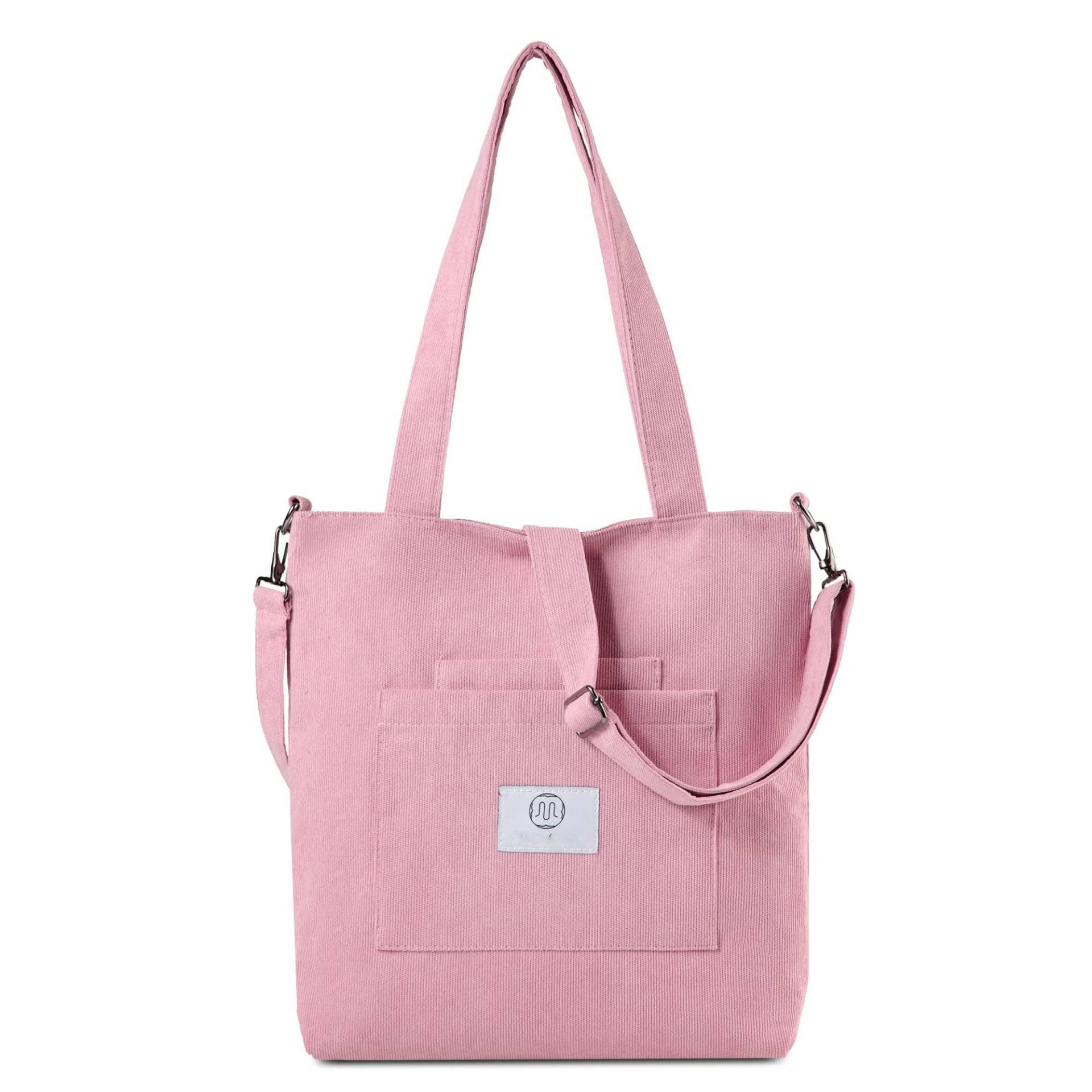 Umhängetasche - Cord Umhängetasche Handtasche, Shopper Henkeltasche Für Büro Schule Einkaufen Reisen Damen Pink ONE SIZE von Only-bags.store