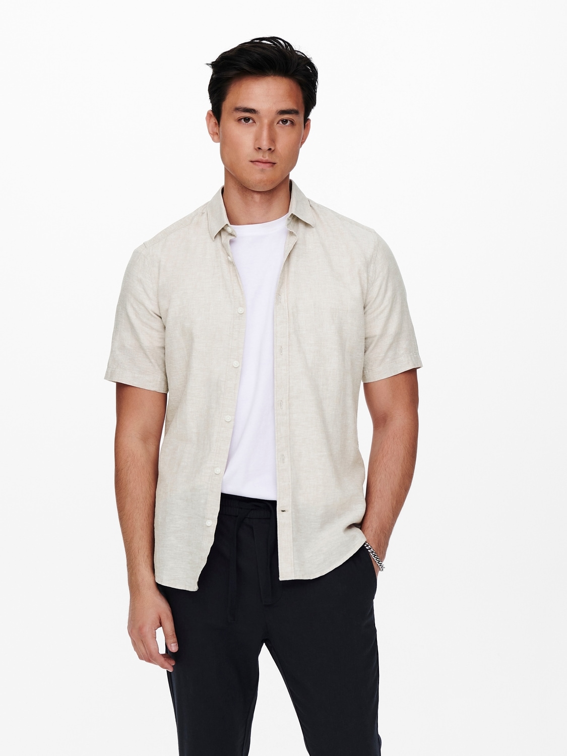 ONLY & SONS Kurzarmhemd »ONSCAIDEN SS SOLID LINEN SHIRT NOOS« von Only & Sons