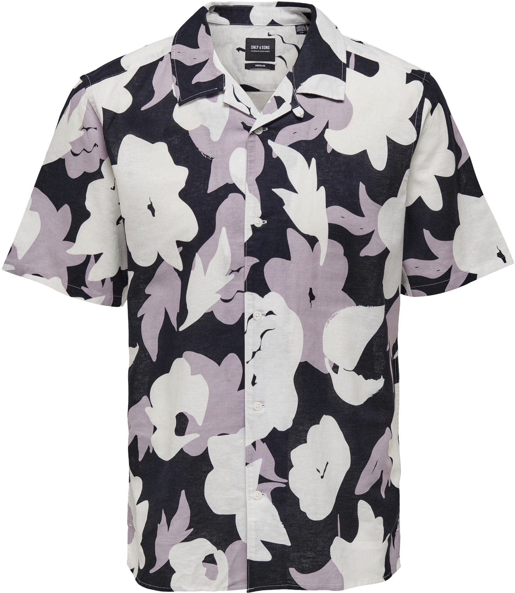 ONLY & SONS Kurzarmhemd »ONSTREV REG CTN LIN AOP SS SHIRT NOOS« von Only & Sons