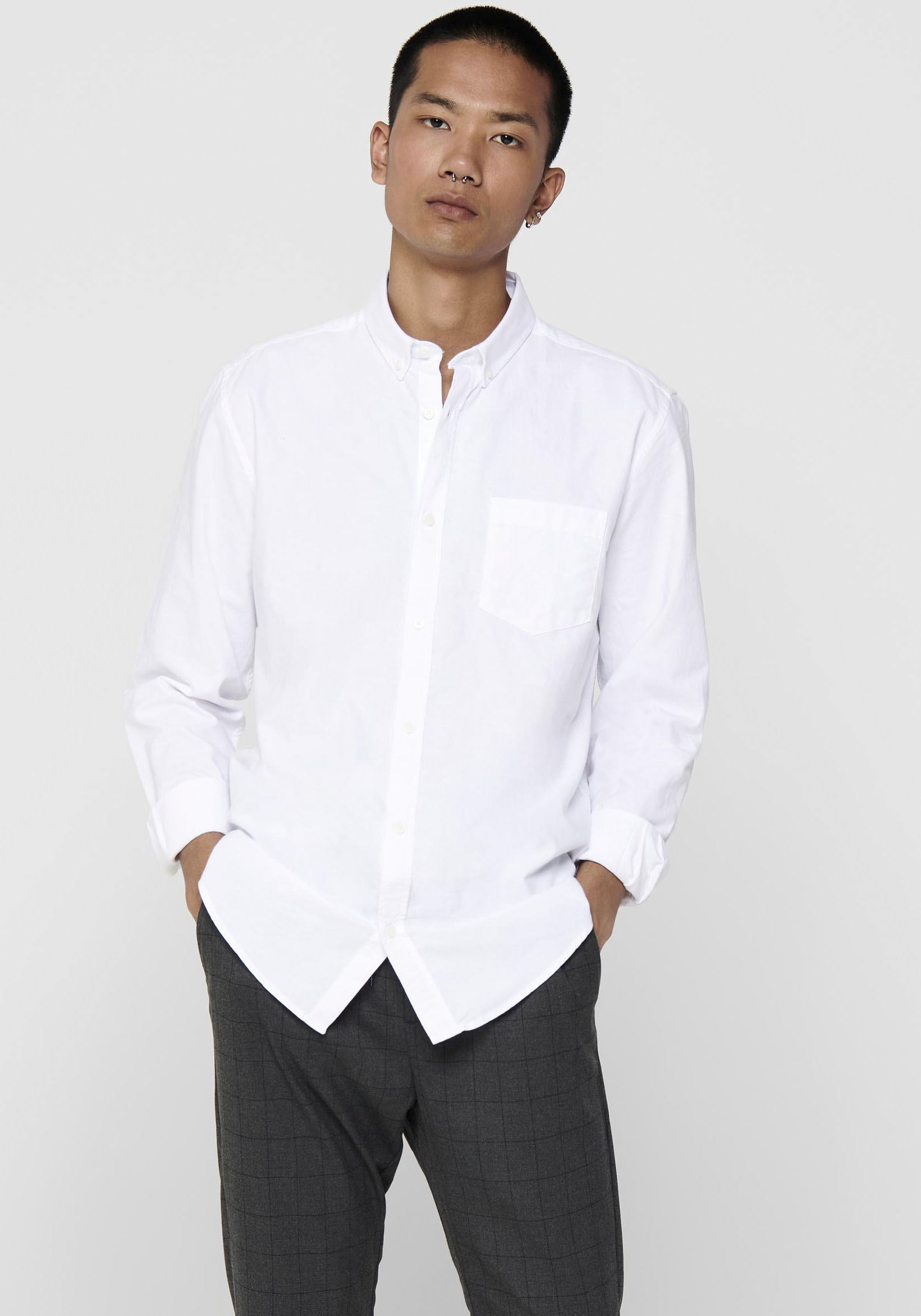 ONLY & SONS Langarmhemd »ONSALVARO SLIM LS OXFORD SHIRT« von Only & Sons