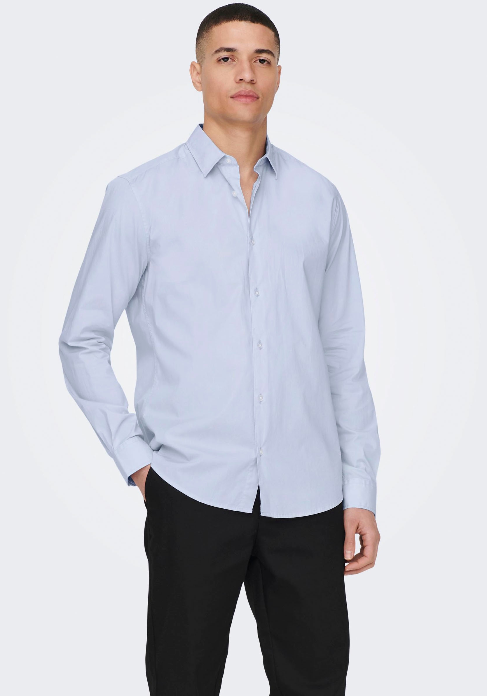 ONLY & SONS Langarmhemd »ONSANDY SLIM EASY IRON POPLIN SHIRT« von Only & Sons