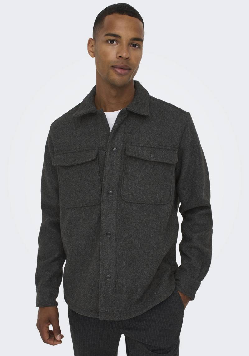 ONLY & SONS Langarmhemd »ONSASH OVR WOOLEN LOOK PKT LS SHIRT NOOS« von Only & Sons