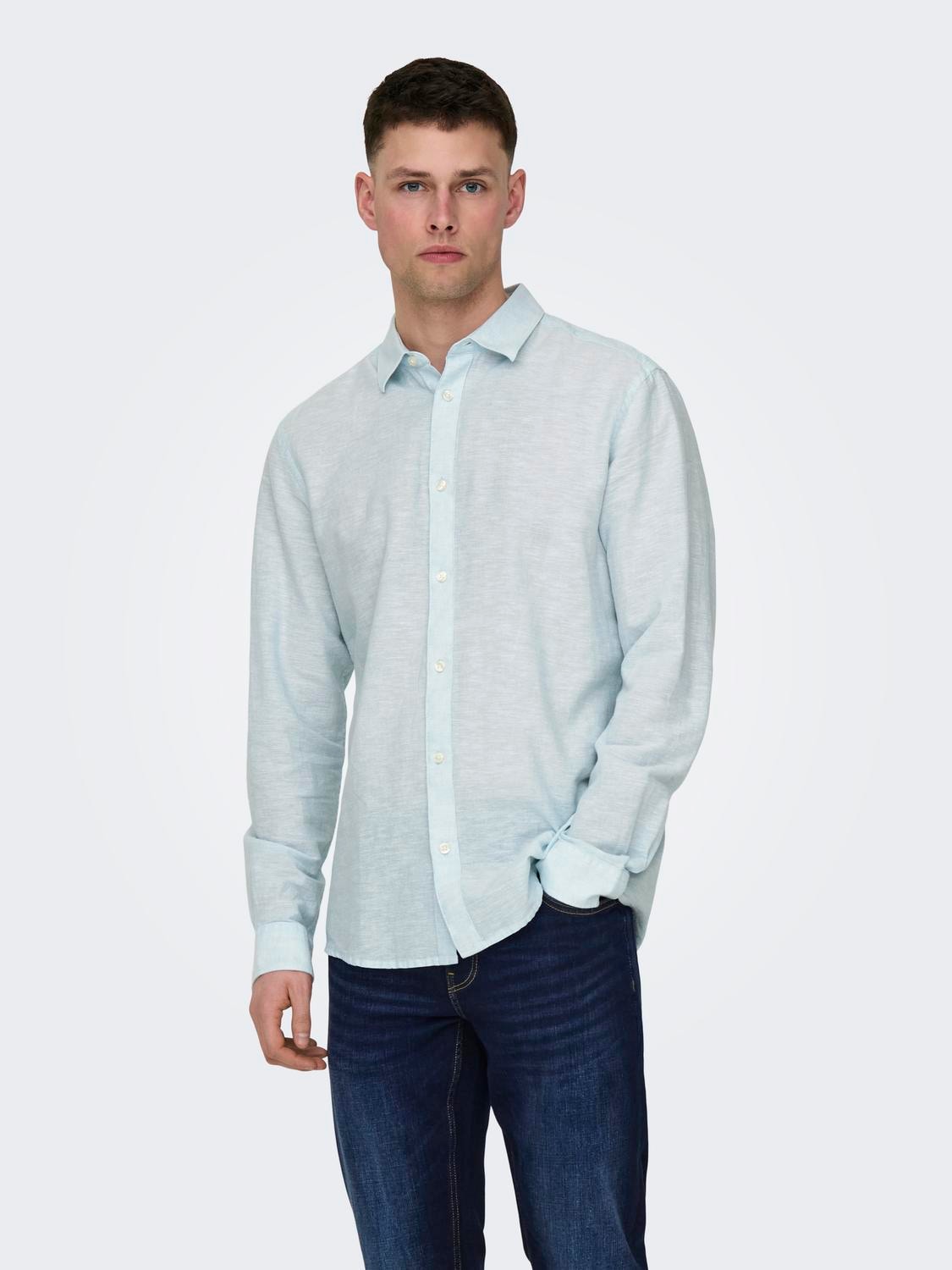 ONLY & SONS Langarmhemd »ONSCAIDEN LS SOLID LINEN SHIRT NOOS« von Only & Sons