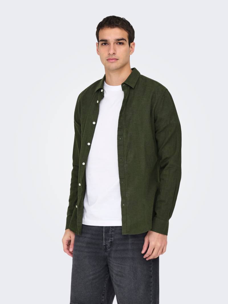 ONLY & SONS Langarmhemd »ONSCAIDEN LS SOLID LINEN SHIRT NOOS« von Only & Sons