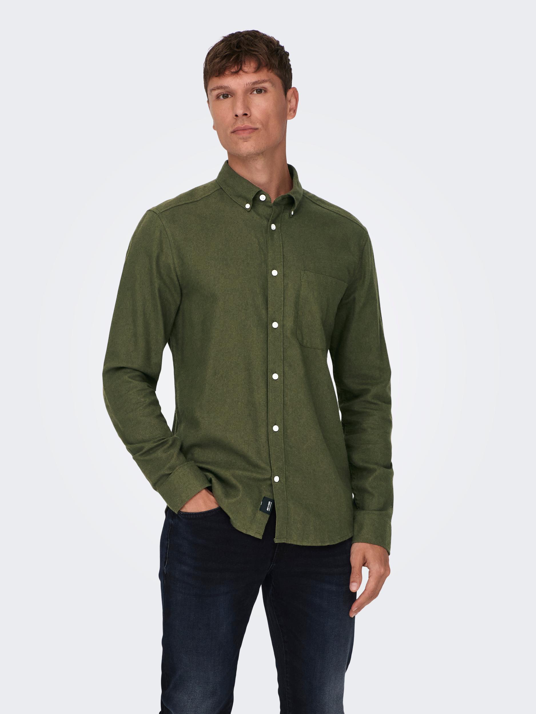 ONLY & SONS Langarmhemd »ONSGUDMUND SLIM 1-PKT SOLID SHIRT NOOS« von Only & Sons